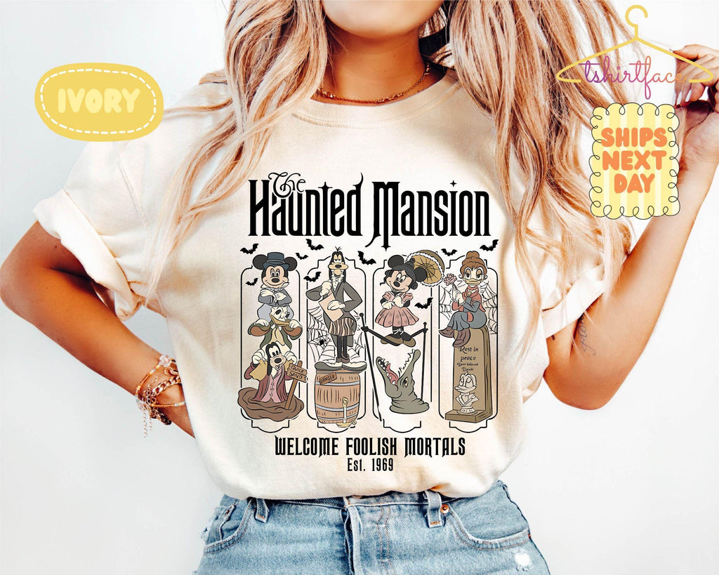 Haunted Mansion Mickey & Friends Shirt, Welcome Foolish Mortals Tee, Disney Halloween Family Trip, Not So Scary Party, Matching 2026 Shirt