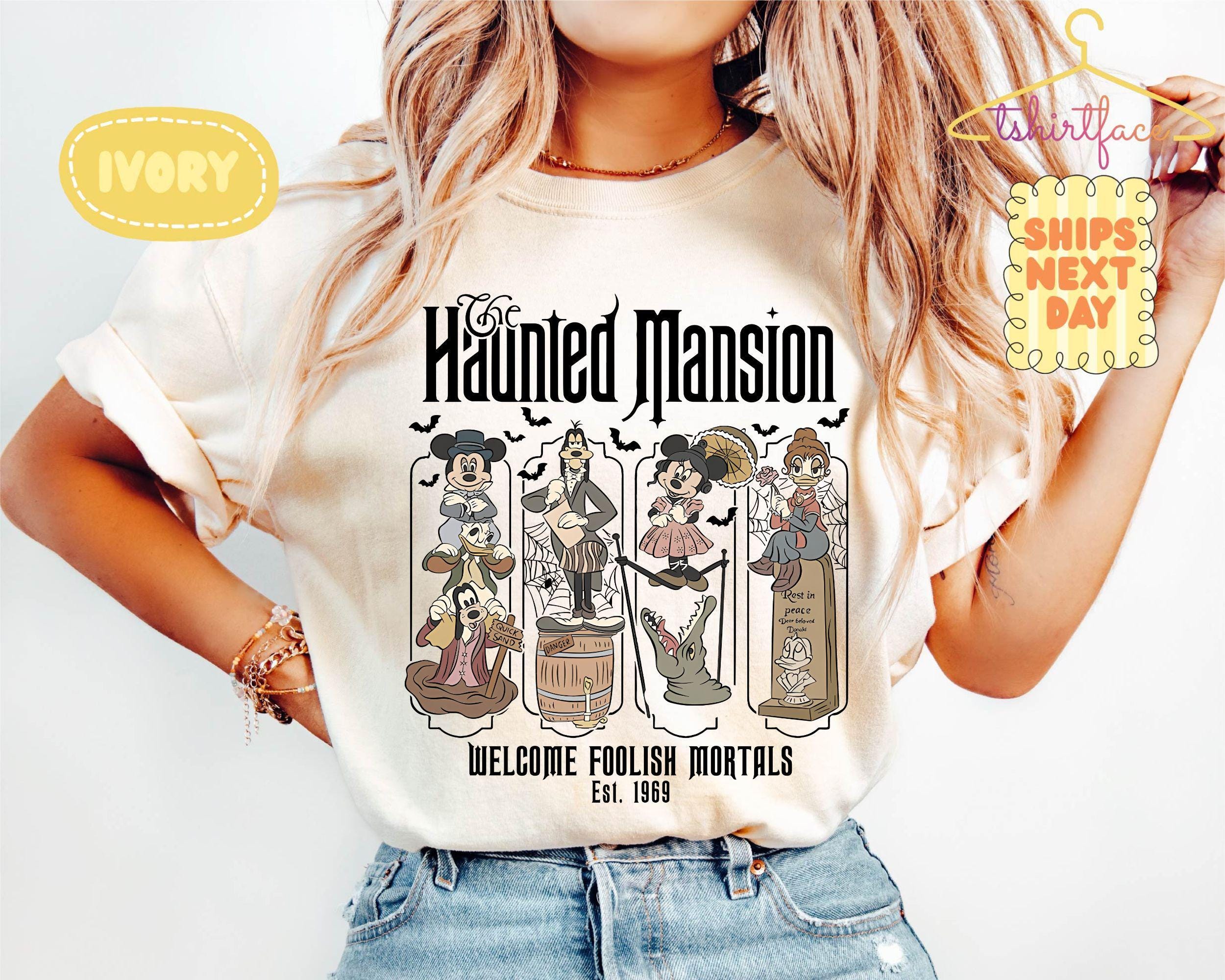 Haunted Mansion Mickey & Friends Shirt, Welcome Foolish Mortals Tee, Disney Halloween Family Trip, Not So Scary Party, Matching 2026 Shirt
