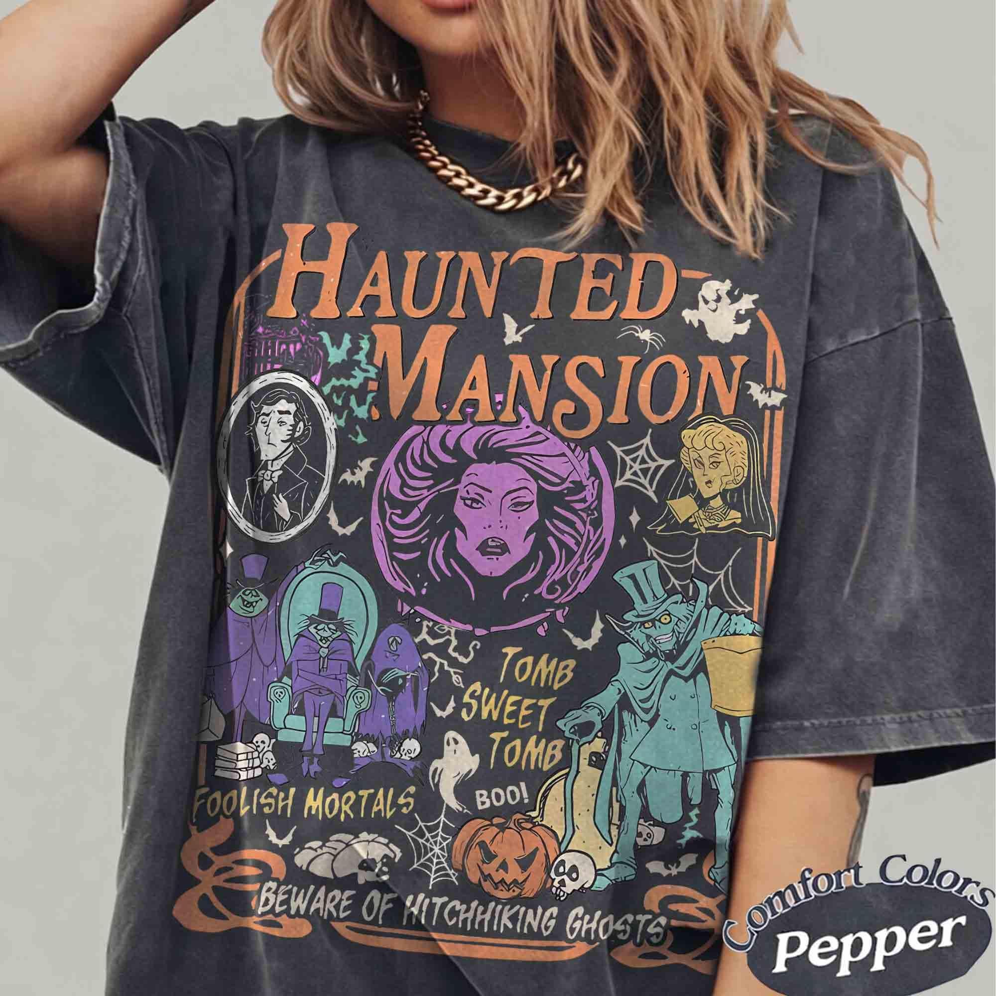 Retro Haunted Mansion Shirt, Madam Leota Hitchhiking Ghosts Tee, Disney Spooky Season, Gothic Halloween Family Trip, Foolish Mortals Tee