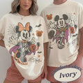 Retro Mickey Minnie Halloween Shirt, Disney Spooky Season Couple Tee, Mickey Ghost Minnie Ghost, Matching Family Halloween Party Shirts