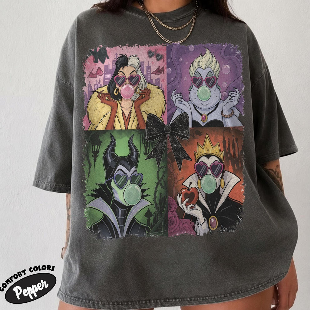 Retro Disney Villains Shirt, 90s Ursula Evil Queen Cruella Tee, Spooky Season Halloween, Family Trip, Disneyland Disney World Villains Tee