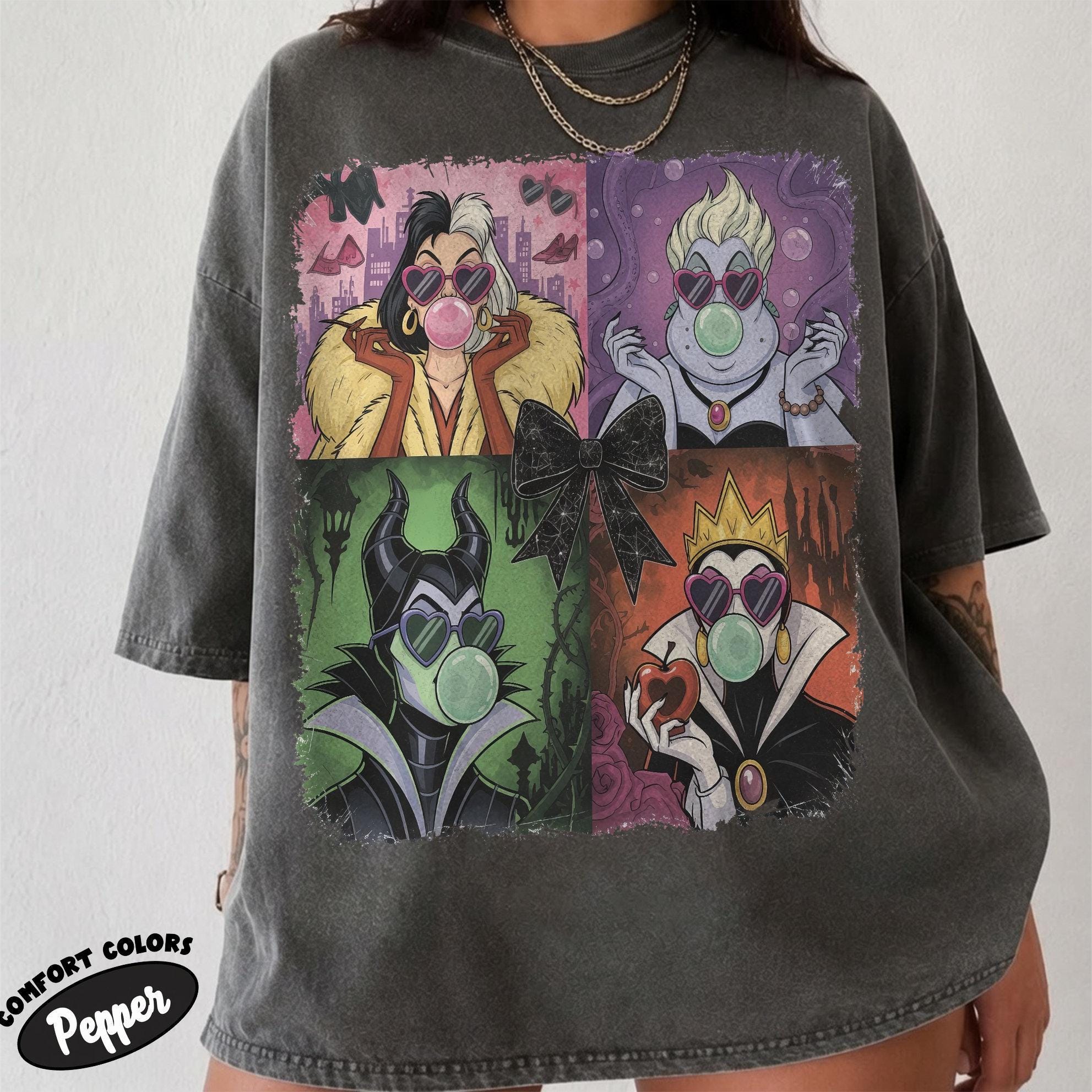 Retro Disney Villains Shirt, 90s Ursula Evil Queen Cruella Tee, Spooky Season Halloween, Family Trip, Disneyland Disney World Villains Tee
