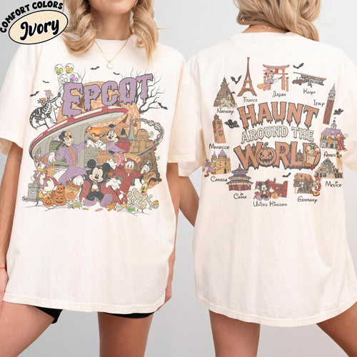 Disney EPCOT Halloween Shirt 2026, Figment Mickey and Friends Tee, World Showcase Haunt Around the World, Disney Travel Family Trip Shirt