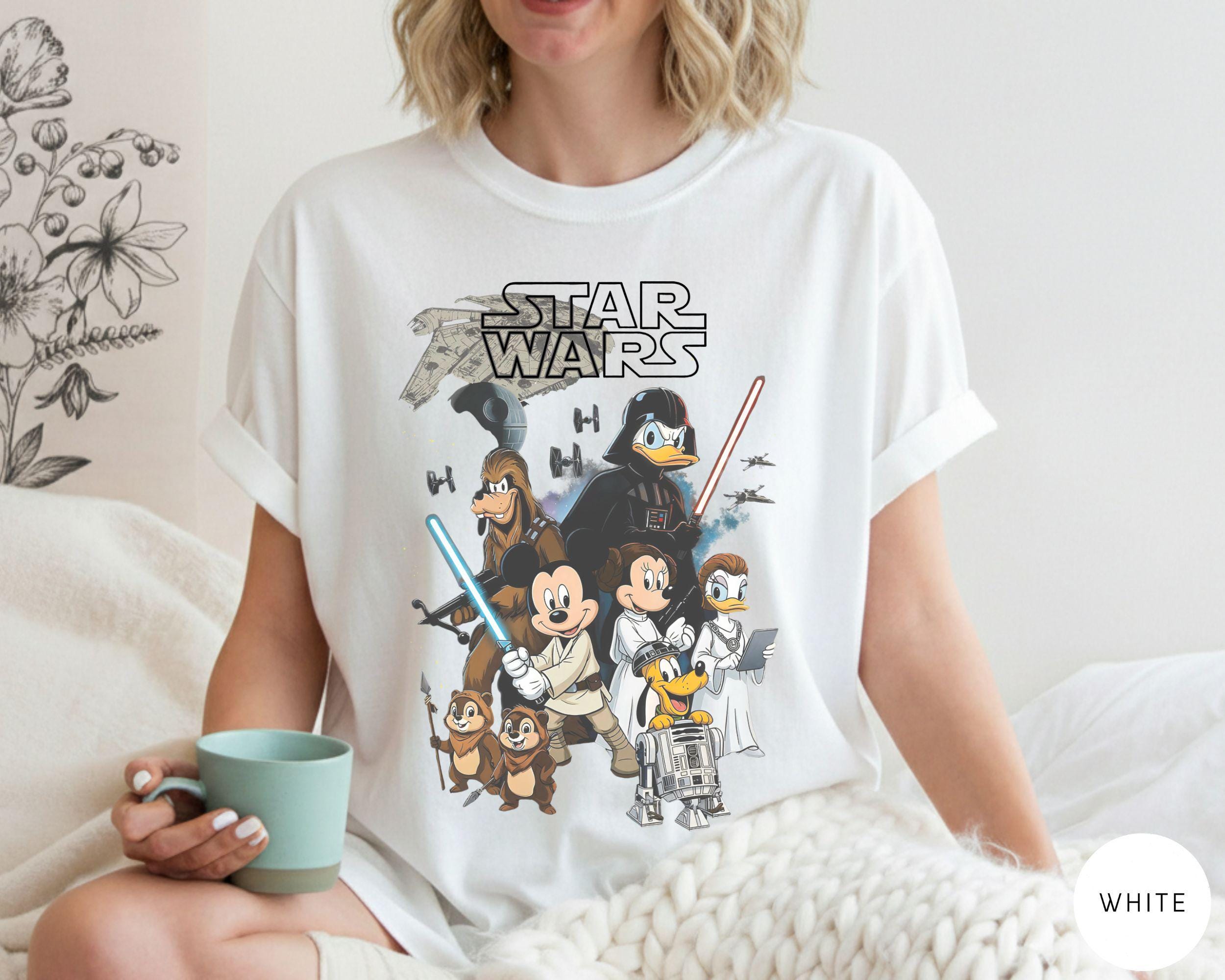 Retro Disney Star Wars Shirt, Mickey and Friends Jedi Tee, Sci-Fi Graphic, Family Vacation Outfit, Funny Star Wars Gift for Disney Fans 10