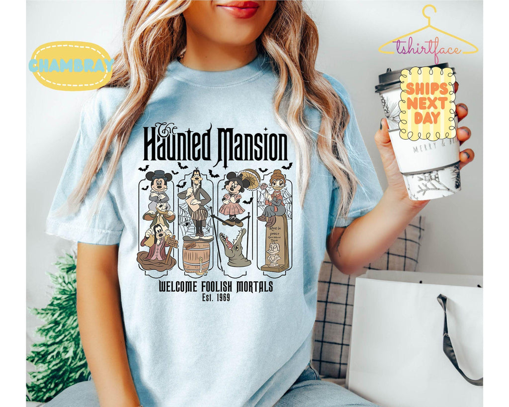 Haunted Mansion Mickey & Friends Shirt, Welcome Foolish Mortals Tee, Disney Halloween Family Trip, Not So Scary Party, Matching 2026 Shirt 10