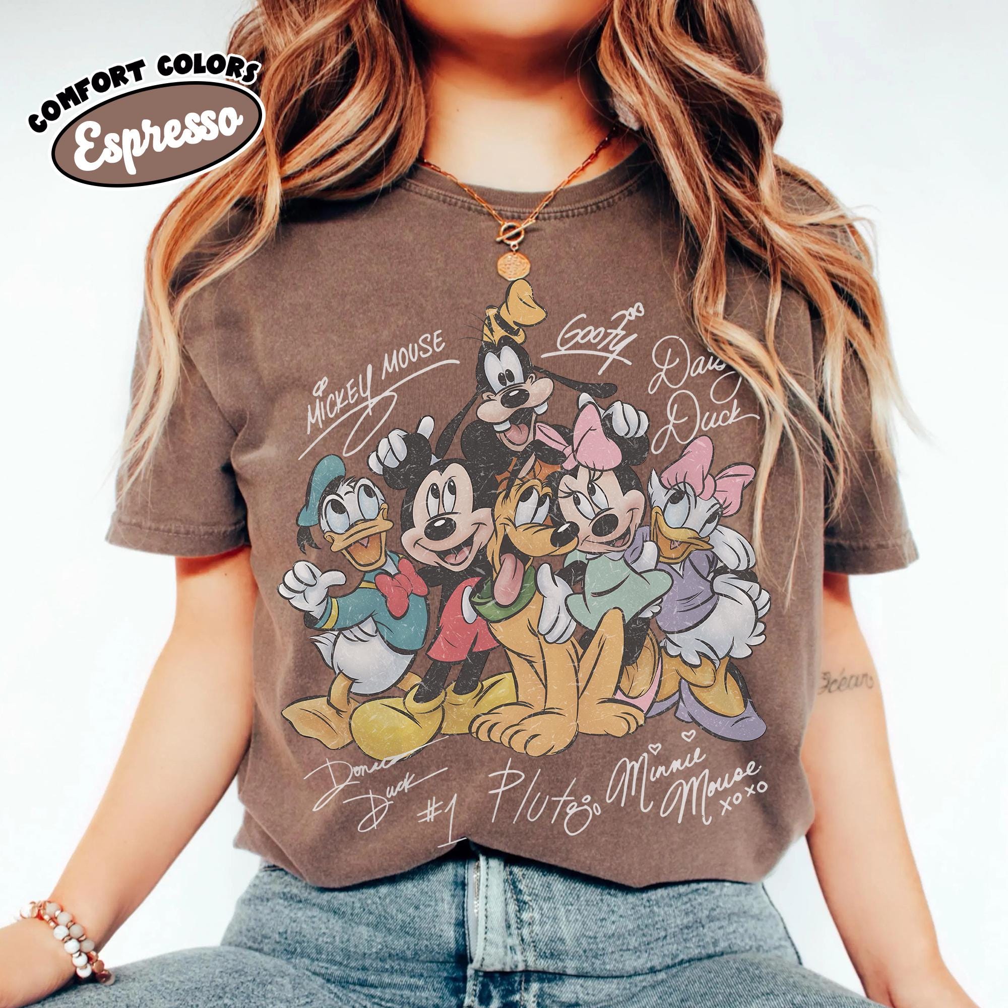 Retro Mickey and Friends Signatures Shirt, Disney Mouse Head Tee, Disneyland Family Trip 2026, Mickey & Co Gift, Disney World Trip Shirt 10