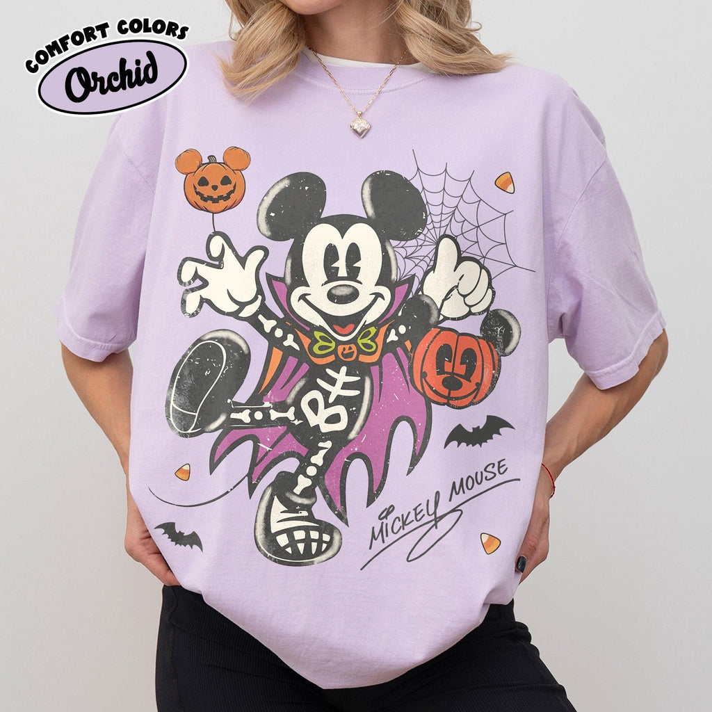 Retro Mickey Minnie Halloween Shirt, Disney Spooky Season Couple Tee, Mickey Ghost Minnie Ghost, Matching Family Halloween Party Shirts 10