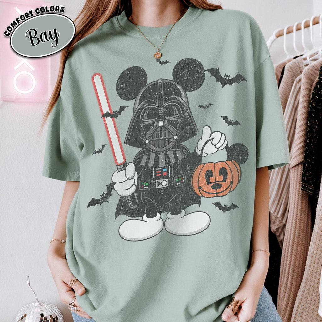 Retro Disney Mickey Star Wars Halloween Shirt, Darth Vader Pumpkin Tee, Galaxy's Edge Spooky Season, Family Matching Disneyland Trip 2026 10
