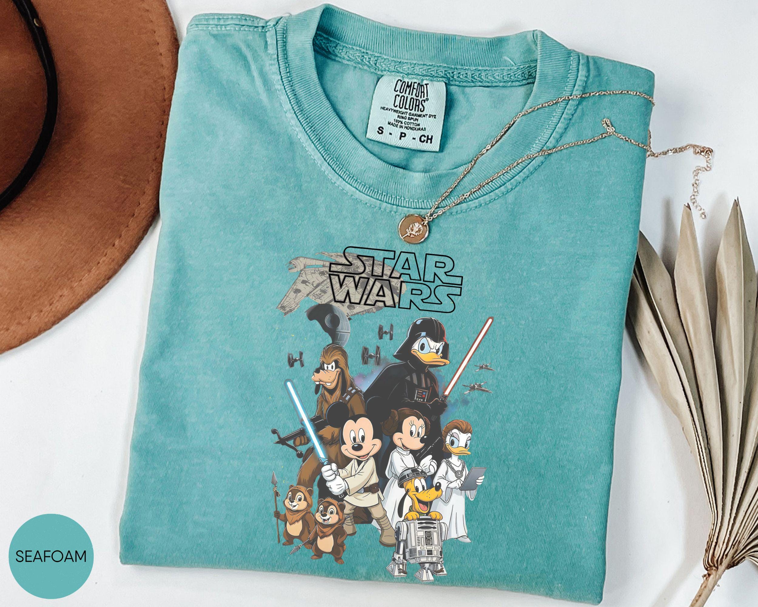 Retro Disney Star Wars Shirt, Mickey and Friends Jedi Tee, Sci-Fi Graphic, Family Vacation Outfit, Funny Star Wars Gift for Disney Fans 11