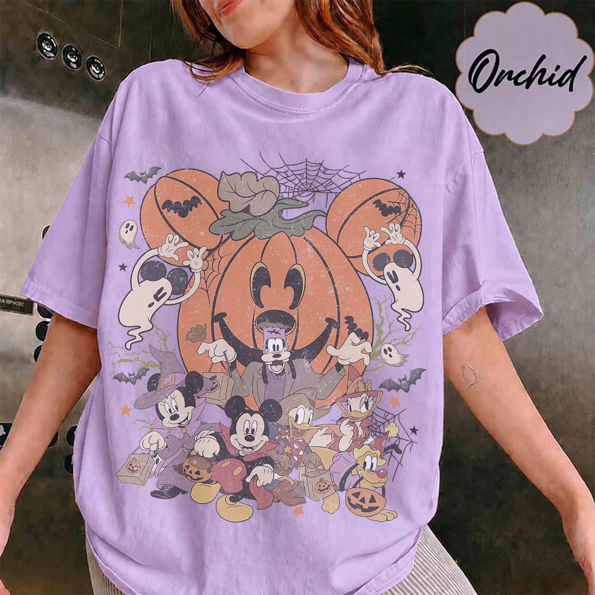 Disney Halloween Pumpkin Shirt, Mickey and Friends Trick or Treat Tee, Vintage Spooky Season, Family Matching Vacation, Disneyland 2026 11