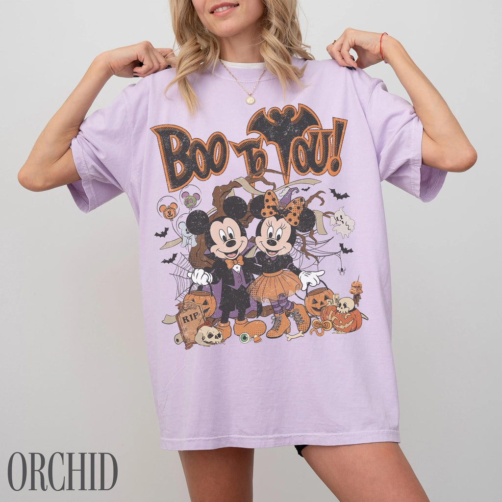 Retro Mickey Minnie Halloween Shirt, Boo To You Tee, Disney Not So Scary Party, Spooky Season Disneyland Trip, Halloween Couple Gift 2026 11
