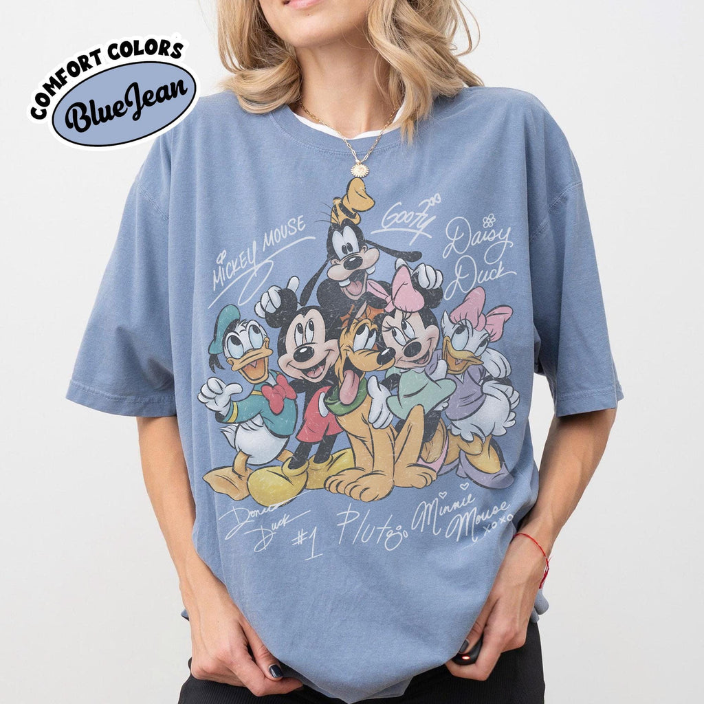 Retro Mickey and Friends Signatures Shirt, Disney Mouse Head Tee, Disneyland Family Trip 2026, Mickey & Co Gift, Disney World Trip Shirt 11