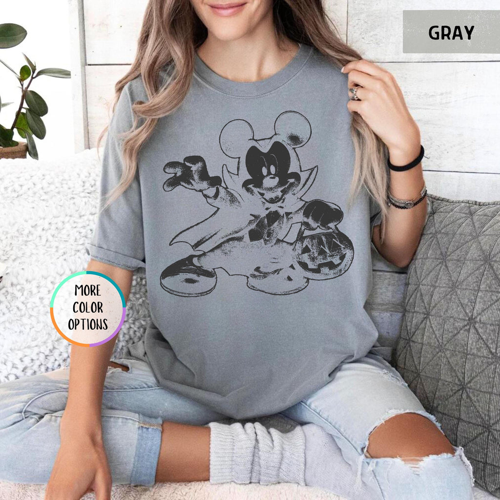 Disney Halloween Mouse Shirt, Vampire Mickey Tee, Spooky Pumpkin Trick or Treat Shirt, Halloween Party Tee, Spooky Season Disney Fall Shirt 11