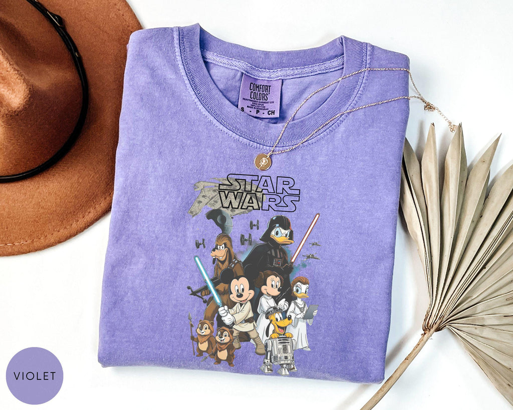 Retro Disney Star Wars Shirt, Mickey and Friends Jedi Tee, Sci-Fi Graphic, Family Vacation Outfit, Funny Star Wars Gift for Disney Fans 12