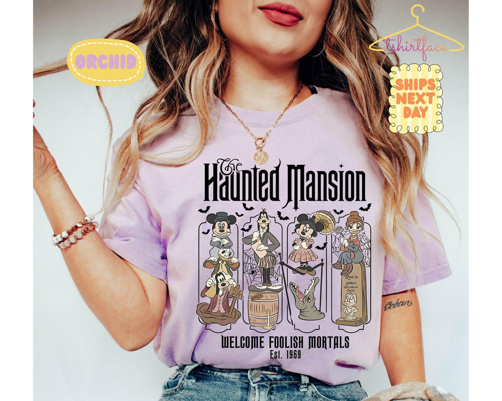 Haunted Mansion Mickey & Friends Shirt, Welcome Foolish Mortals Tee, Disney Halloween Family Trip, Not So Scary Party, Matching 2026 Shirt 13