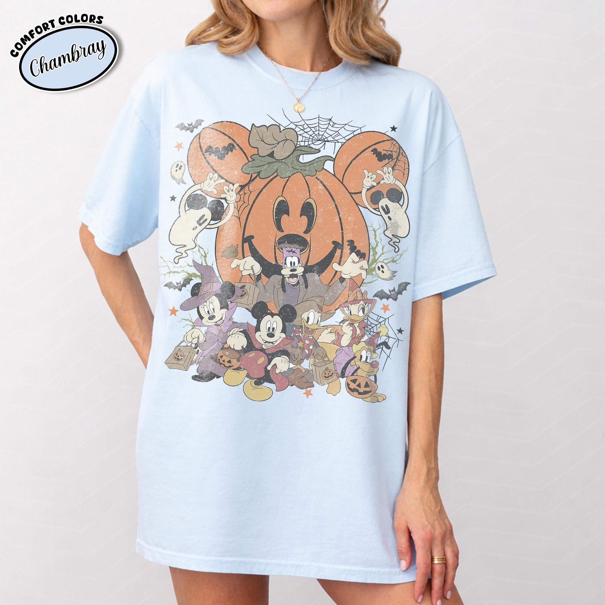 Disney Halloween Pumpkin Shirt, Mickey and Friends Trick or Treat Tee, Vintage Spooky Season, Family Matching Vacation, Disneyland 2026 13