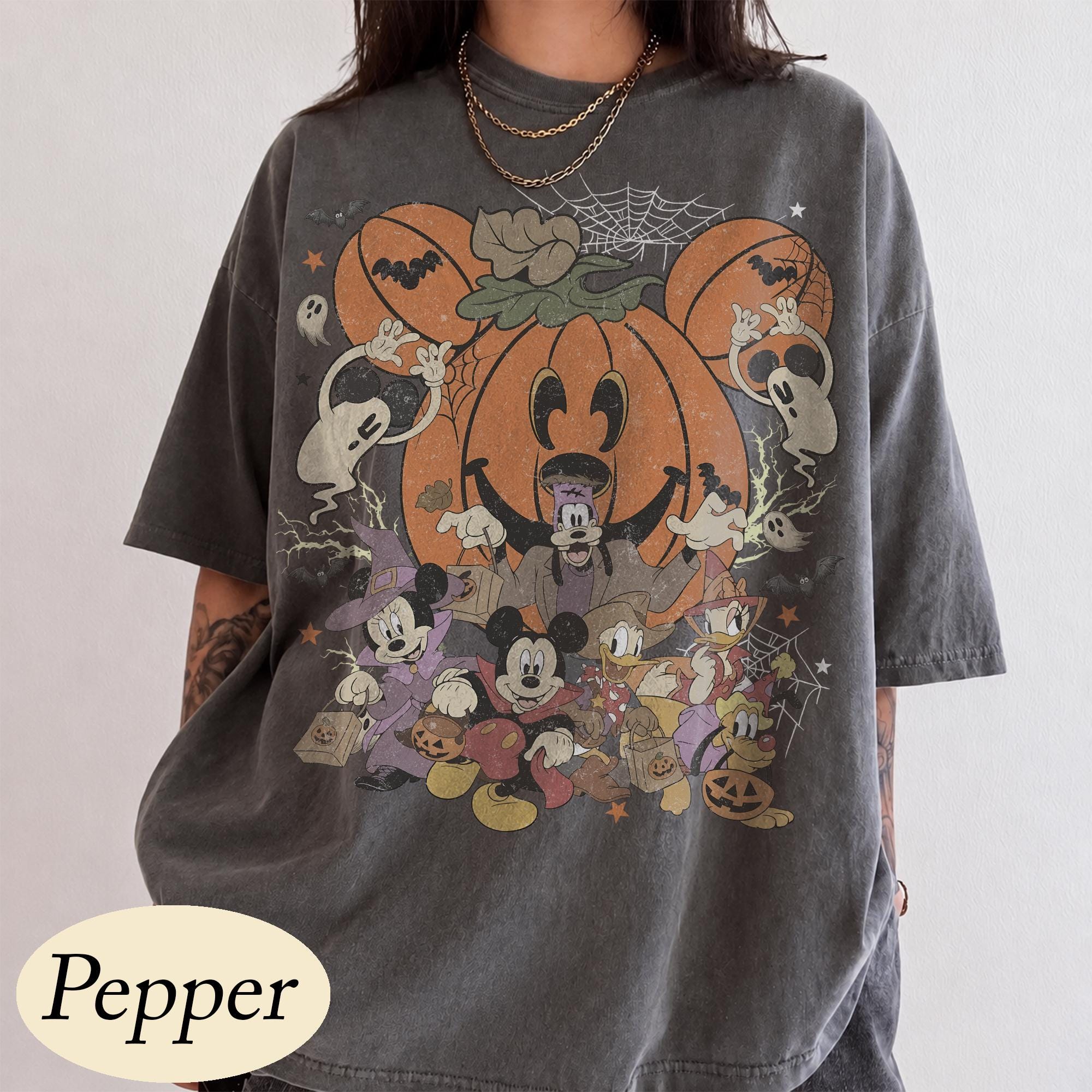 Disney Halloween Pumpkin Shirt, Mickey and Friends Trick or Treat Tee, Vintage Spooky Season, Family Matching Vacation, Disneyland 2026 2