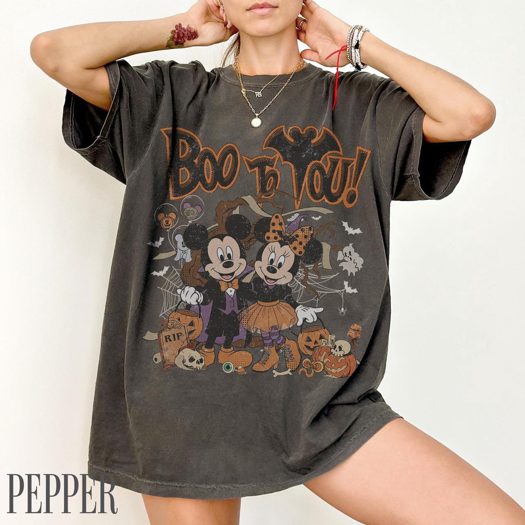 Retro Mickey Minnie Halloween Shirt, Boo To You Tee, Disney Not So Scary Party, Spooky Season Disneyland Trip, Halloween Couple Gift 2026 2