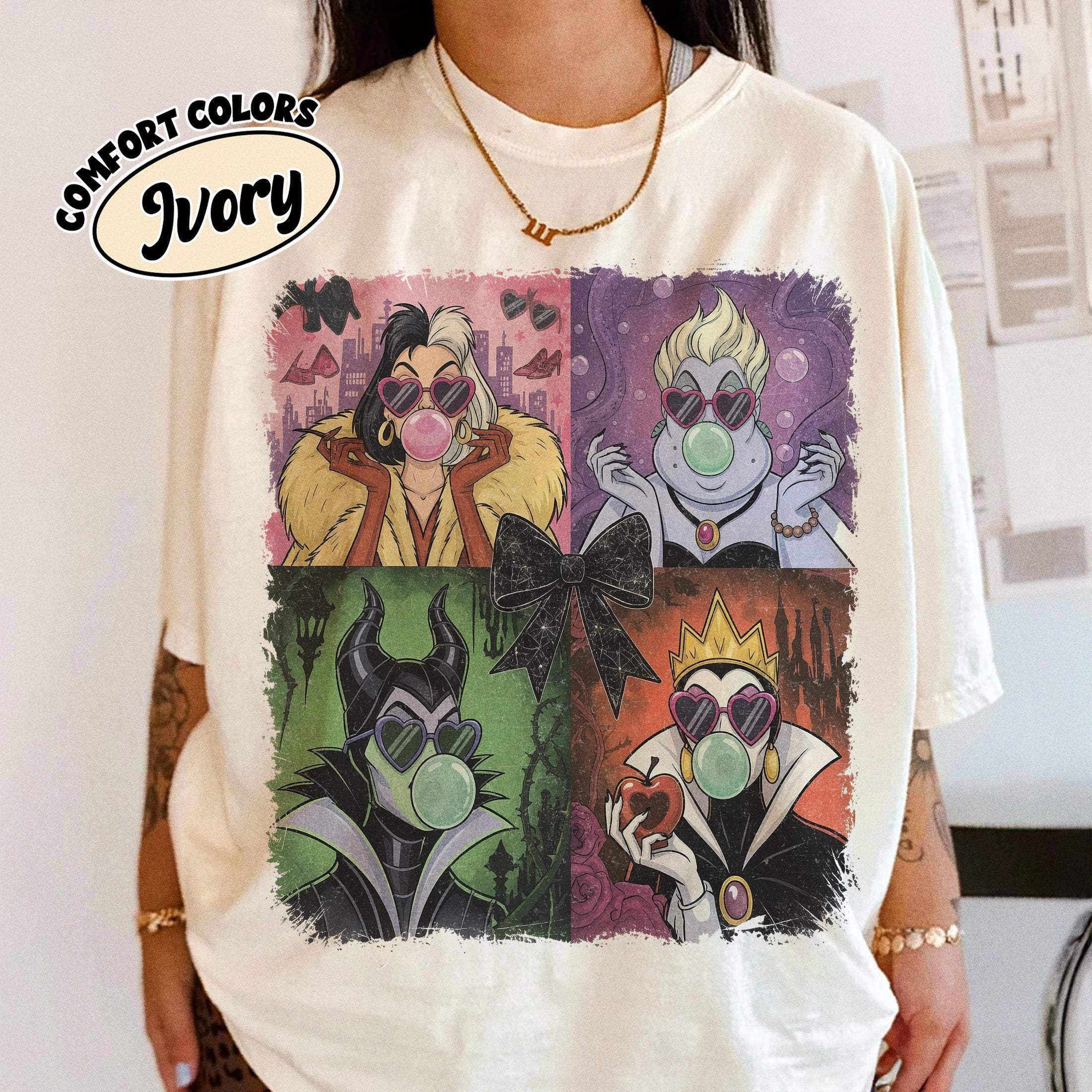 Retro Disney Villains Shirt, 90s Ursula Evil Queen Cruella Tee, Spooky Season Halloween, Family Trip, Disneyland Disney World Villains Tee 2