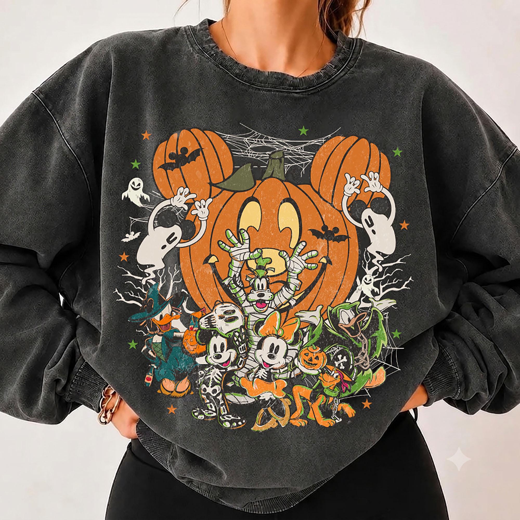 Vintage Disney Halloween Friends Shirt, Mickey Pumpkin Tee, Spooky Cartoon Halloween, Vintage Pumpkin Party, Disney Family Halloween Shirt 2