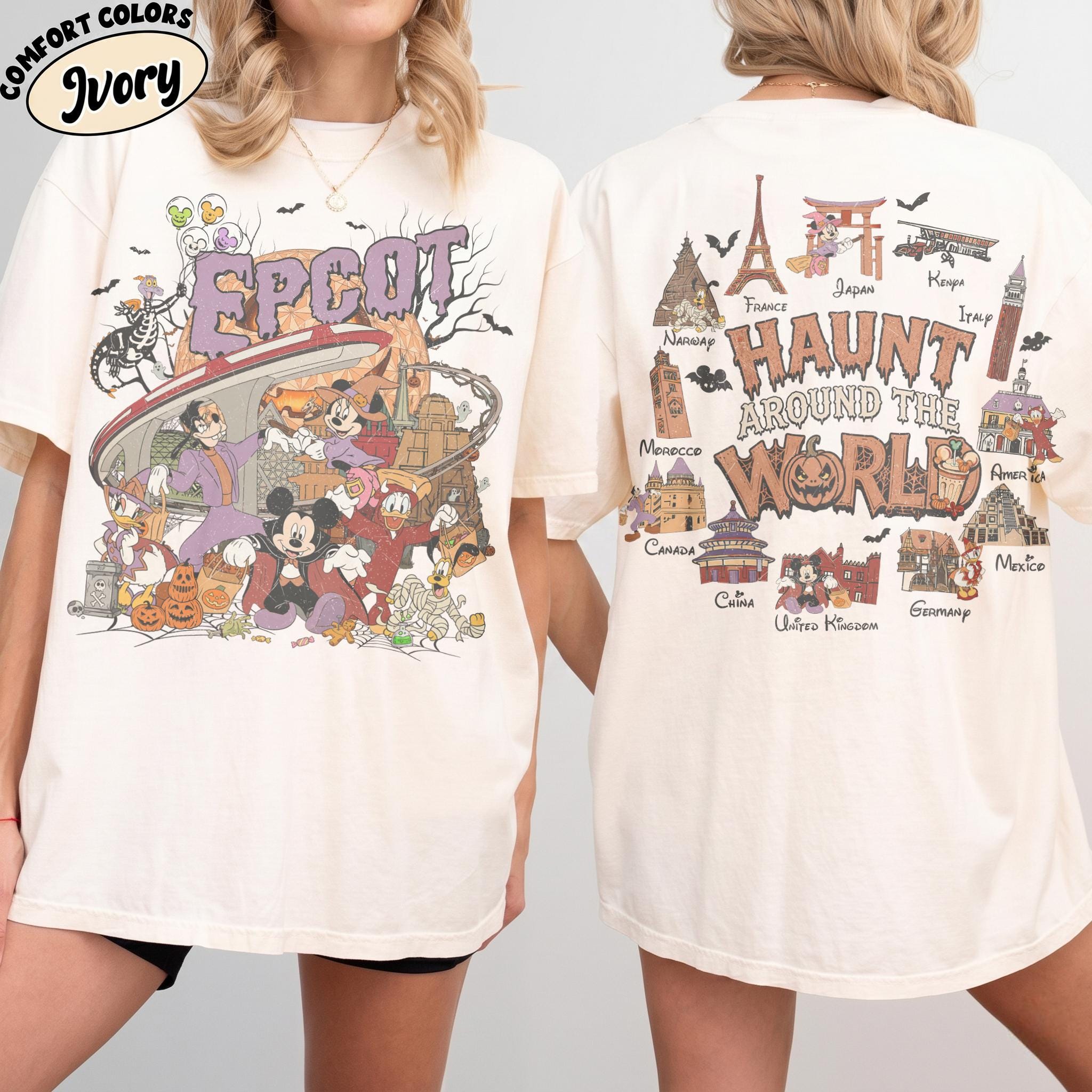 Disney EPCOT Halloween Shirt 2026, Figment Mickey and Friends Tee, World Showcase Haunt Around the World, Disney Travel Family Trip Shirt 2