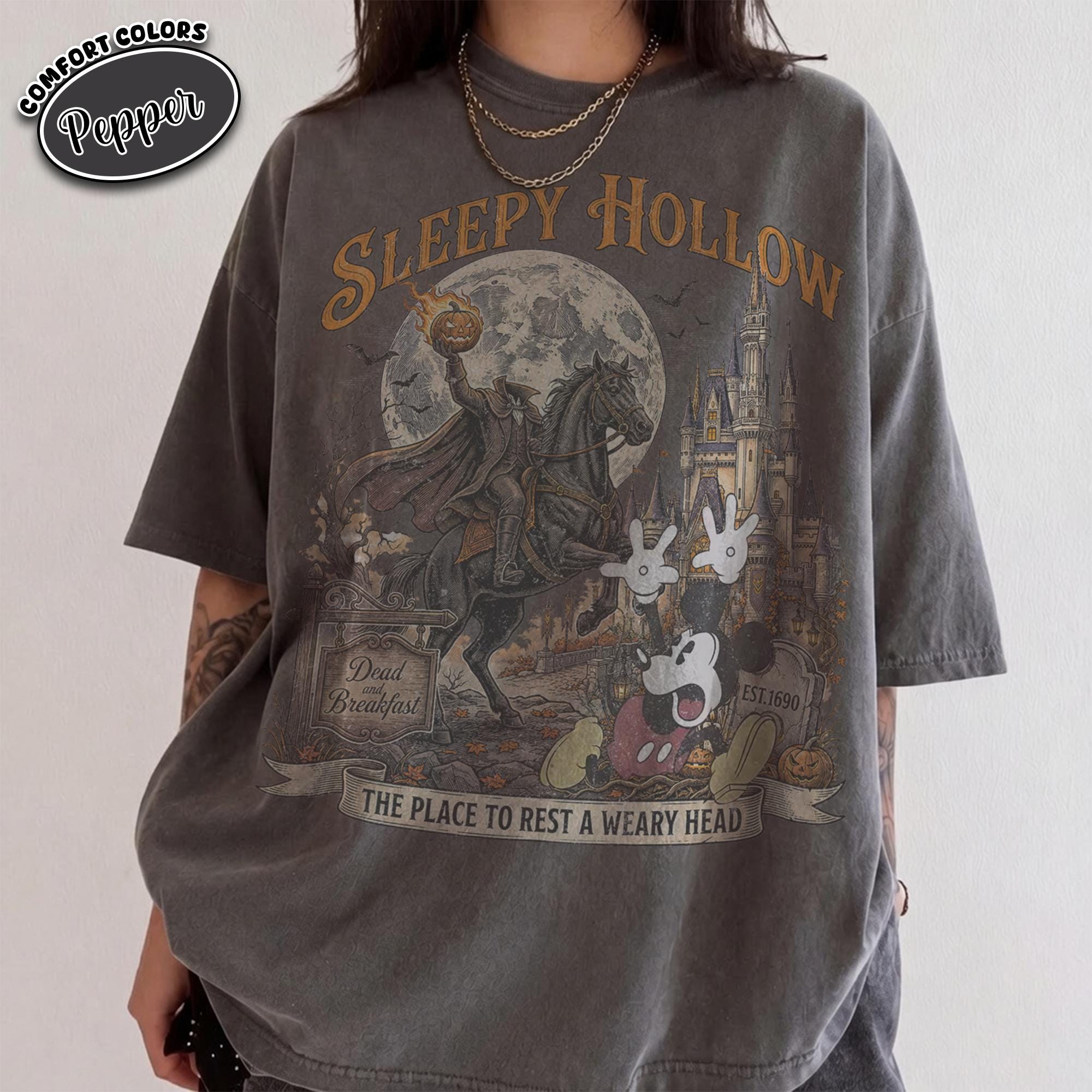Retro Headless Horseman Mickey Halloween Shirt, Disney Not So Scary Party Tee, Sleepy Hollow, Disneyland Spooky 2026, Matching Family Trip 2