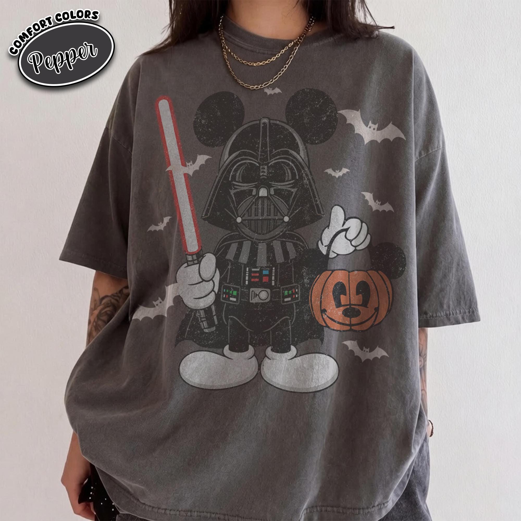 Retro Disney Mickey Star Wars Halloween Shirt, Darth Vader Pumpkin Tee, Galaxy's Edge Spooky Season, Family Matching Disneyland Trip 2026 2
