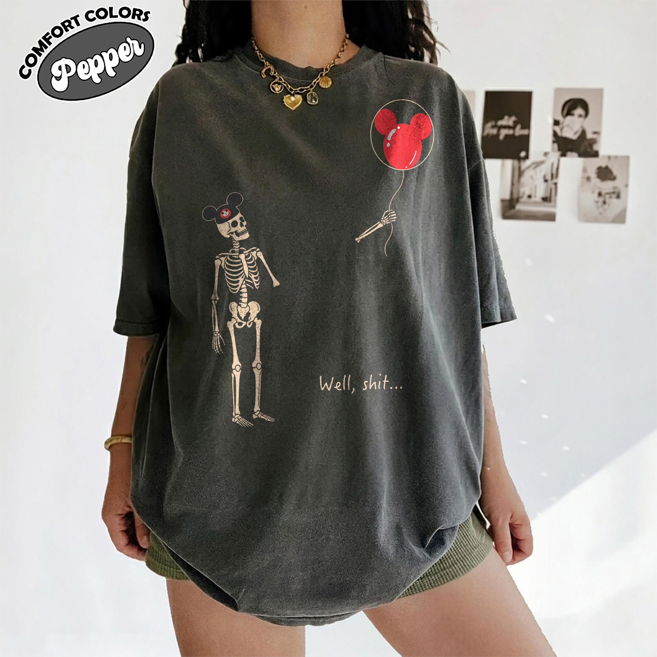 Funny Disney Skeleton Lost Balloon Shirt, Disneyland Family Tee, Disney World Gift, Halloween Humor, Gothic Skeleton Christmas Gift Shirt 2