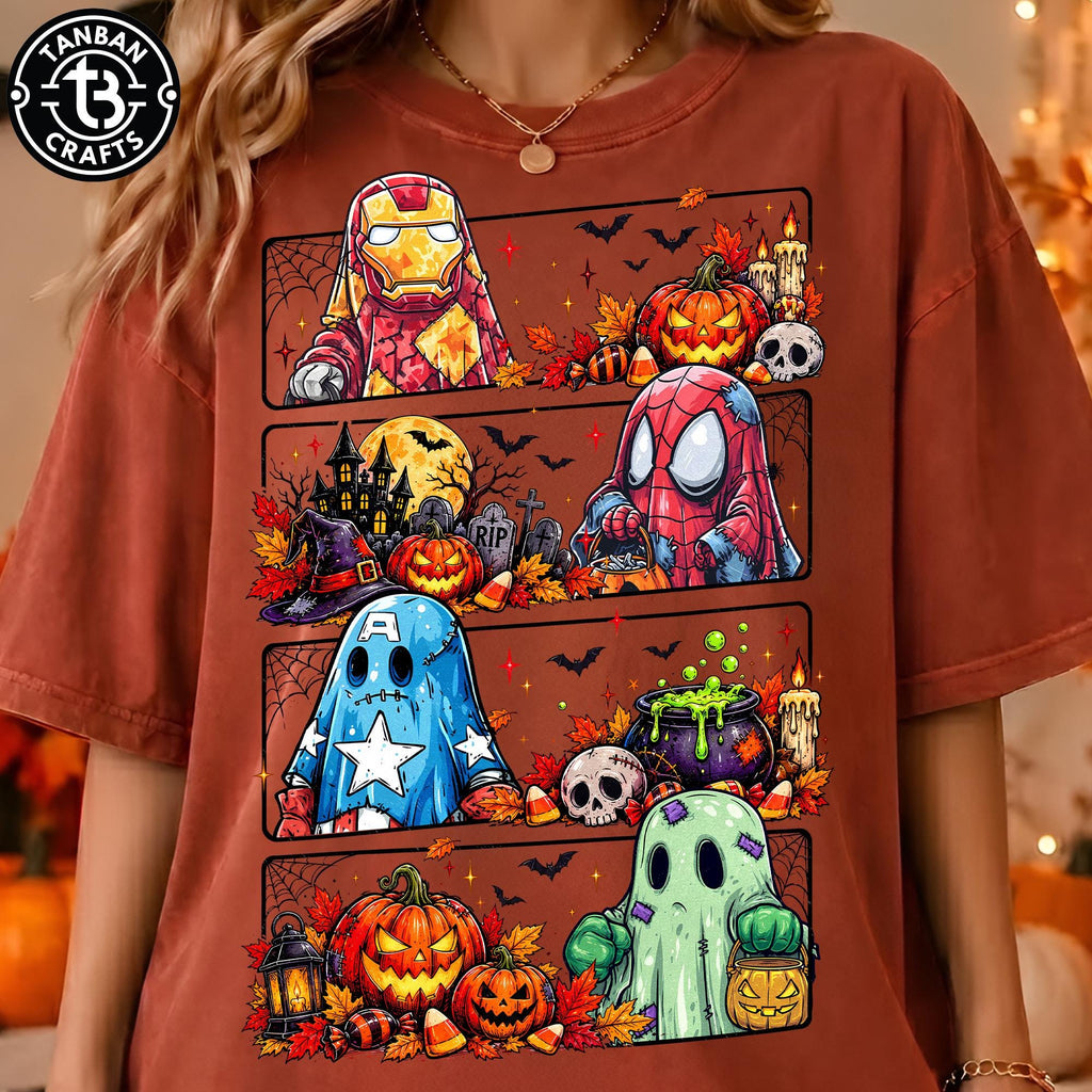 Halloween Superhero Skeleton Shirt, Boy Skeleton Retro Checker Tee, Kids Spooky Season, Candy Hunter Pumpkin, Toddler Boy Halloween Graphic 2
