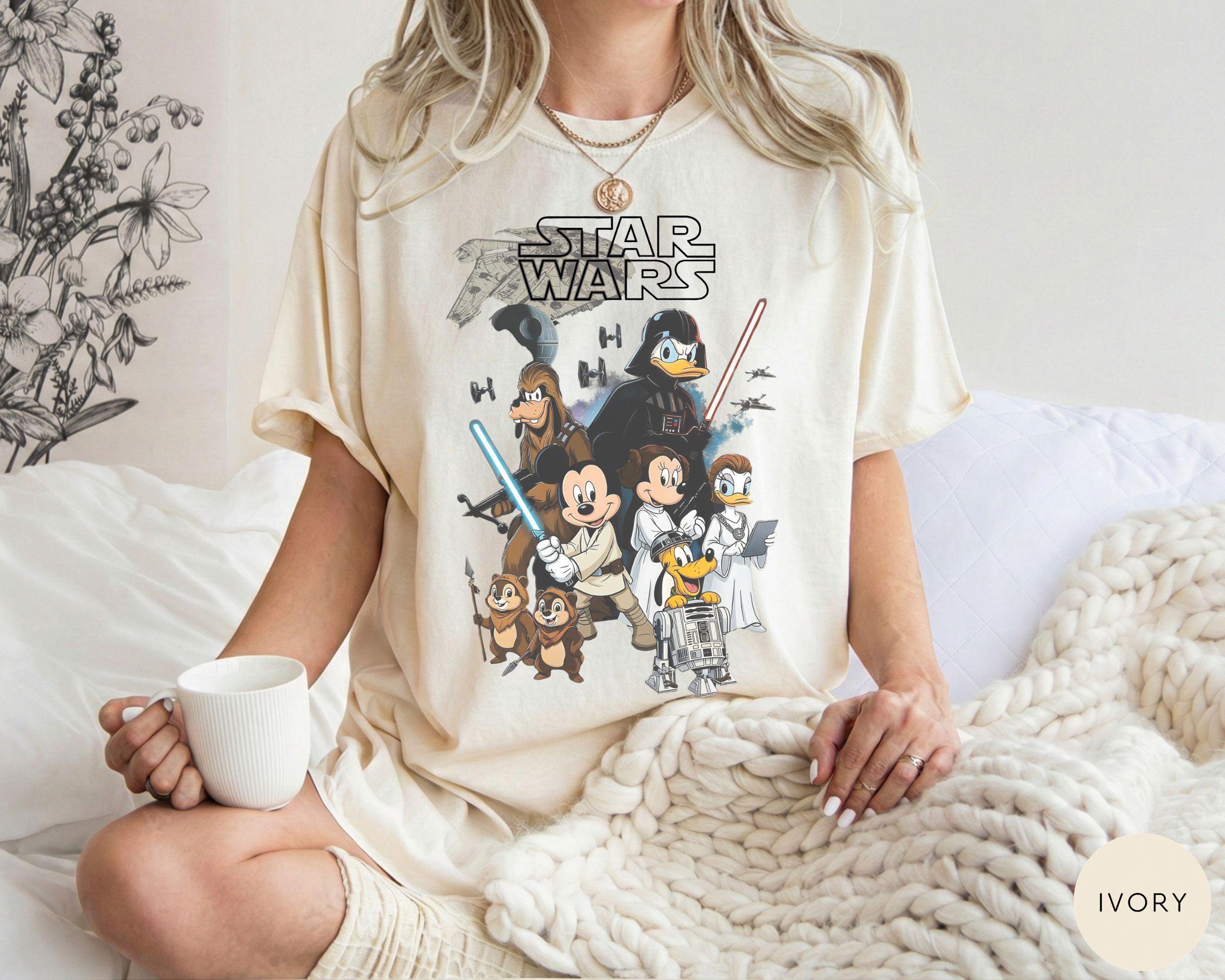 Retro Disney Star Wars Shirt, Mickey and Friends Jedi Tee, Sci-Fi Graphic, Family Vacation Outfit, Funny Star Wars Gift for Disney Fans 3