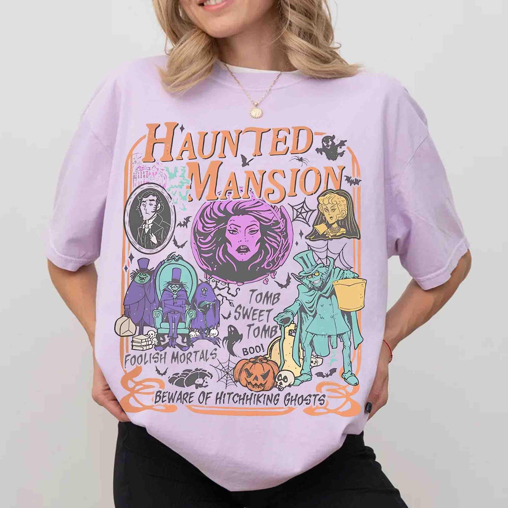 Retro Haunted Mansion Shirt, Madam Leota Hitchhiking Ghosts Tee, Disney Spooky Season, Gothic Halloween Family Trip, Foolish Mortals Tee 3
