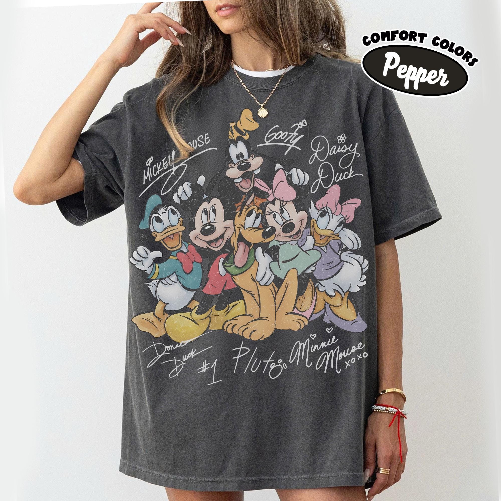 Retro Mickey and Friends Signatures Shirt, Disney Mouse Head Tee, Disneyland Family Trip 2026, Mickey & Co Gift, Disney World Trip Shirt 3