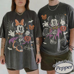 Retro Mickey Minnie Halloween Shirt, Disney Spooky Season Couple Tee, Mickey Ghost Minnie Ghost, Matching Family Halloween Party Shirts 3