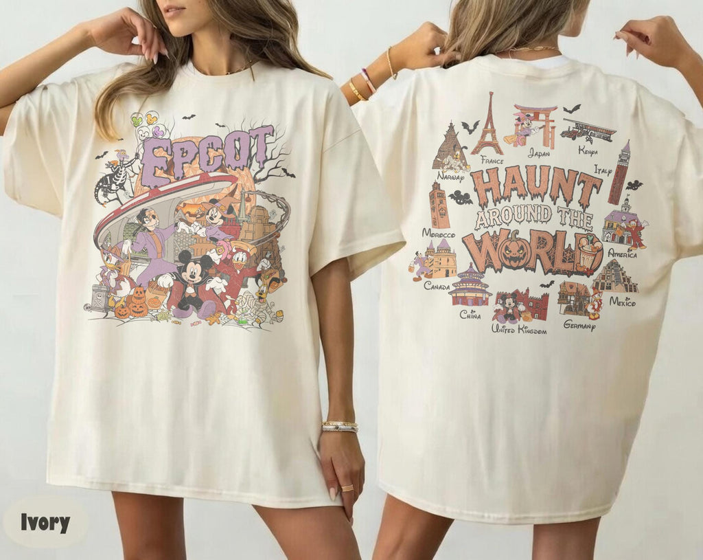Disney EPCOT Halloween Shirt 2026, Figment Mickey and Friends Tee, World Showcase Haunt Around the World, Disney Travel Family Trip Shirt 3