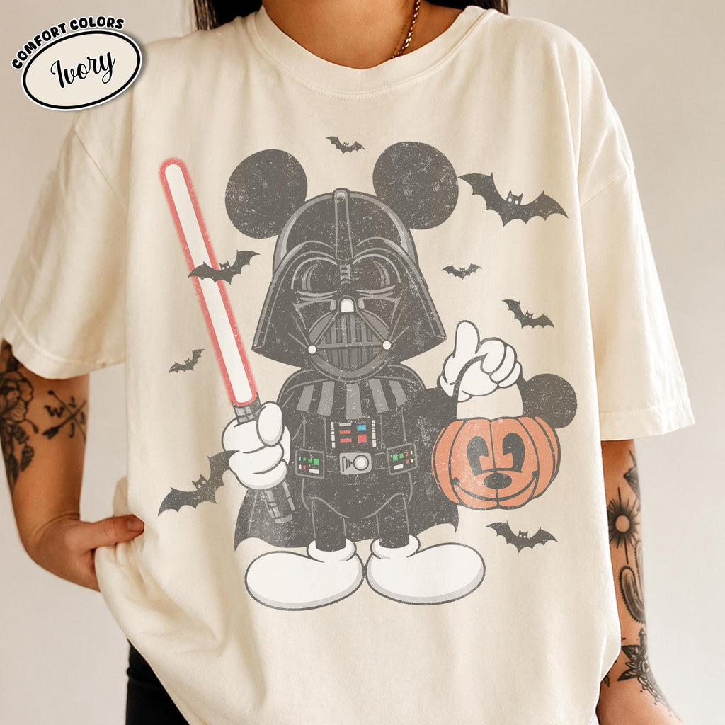 Retro Disney Mickey Star Wars Halloween Shirt, Darth Vader Pumpkin Tee, Galaxy's Edge Spooky Season, Family Matching Disneyland Trip 2026 3