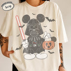 Retro Disney Mickey Star Wars Halloween Shirt, Darth Vader Pumpkin Tee, Galaxy's Edge Spooky Season, Family Matching Disneyland Trip 2026 3