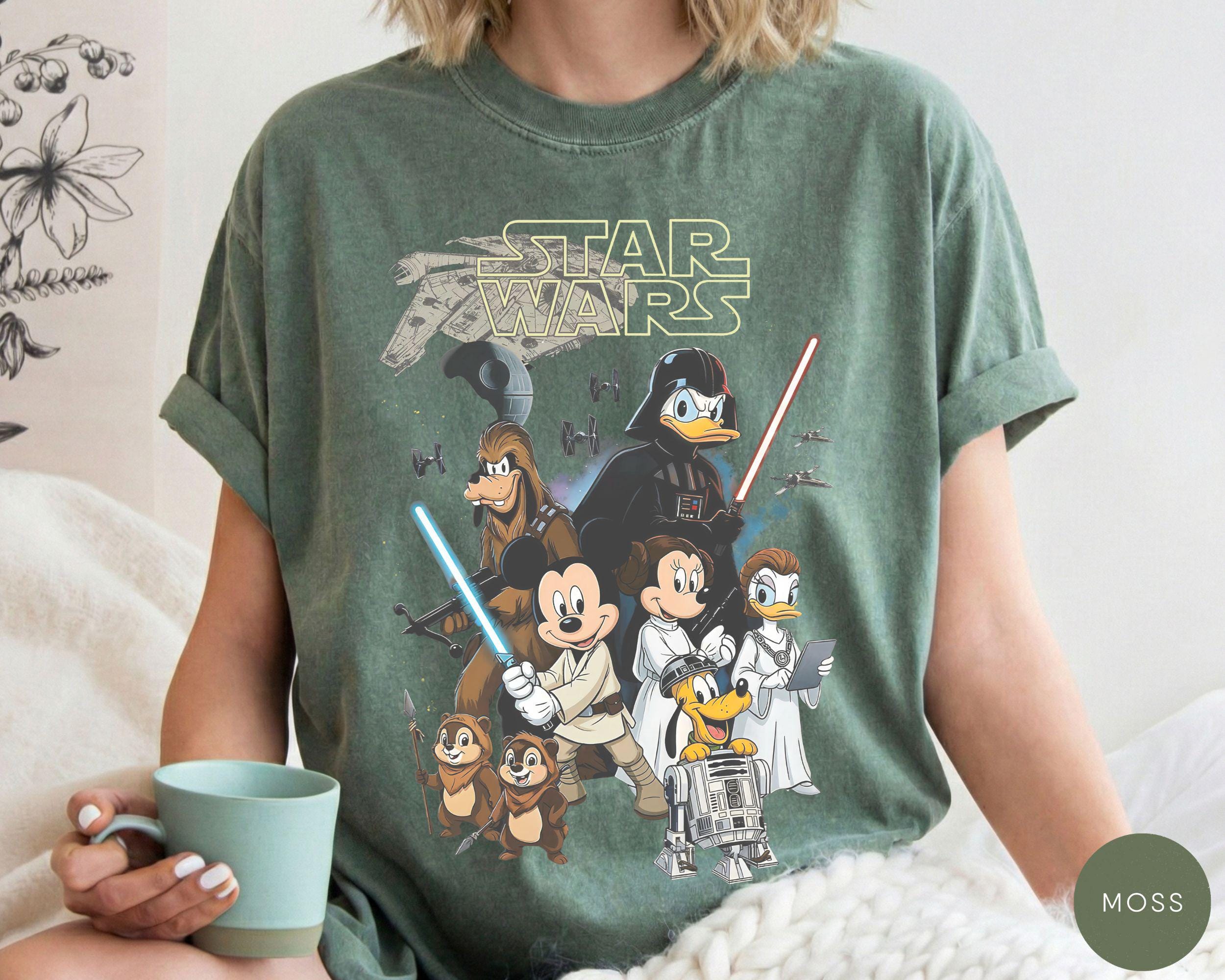 Retro Disney Star Wars Shirt, Mickey and Friends Jedi Tee, Sci-Fi Graphic, Family Vacation Outfit, Funny Star Wars Gift for Disney Fans 4
