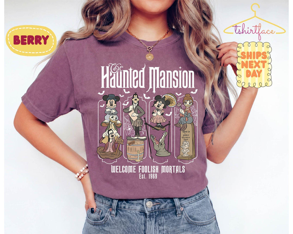 Haunted Mansion Mickey & Friends Shirt, Welcome Foolish Mortals Tee, Disney Halloween Family Trip, Not So Scary Party, Matching 2026 Shirt 4