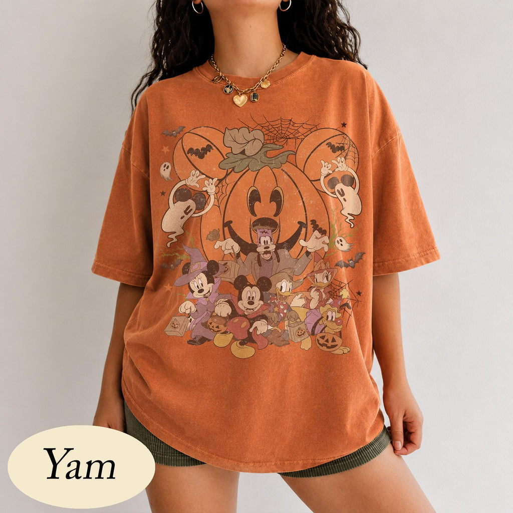 Disney Halloween Pumpkin Shirt, Mickey and Friends Trick or Treat Tee, Vintage Spooky Season, Family Matching Vacation, Disneyland 2026 4