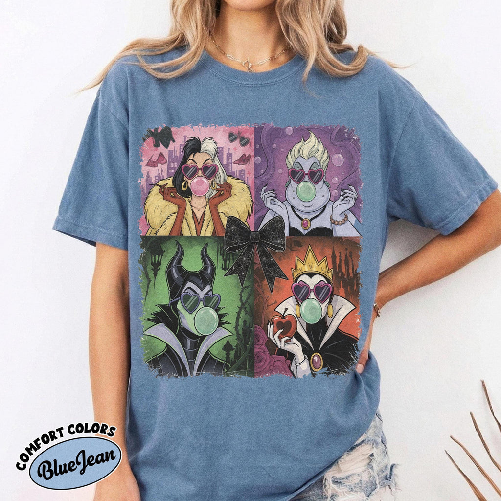 Retro Disney Villains Shirt, 90s Ursula Evil Queen Cruella Tee, Spooky Season Halloween, Family Trip, Disneyland Disney World Villains Tee 4
