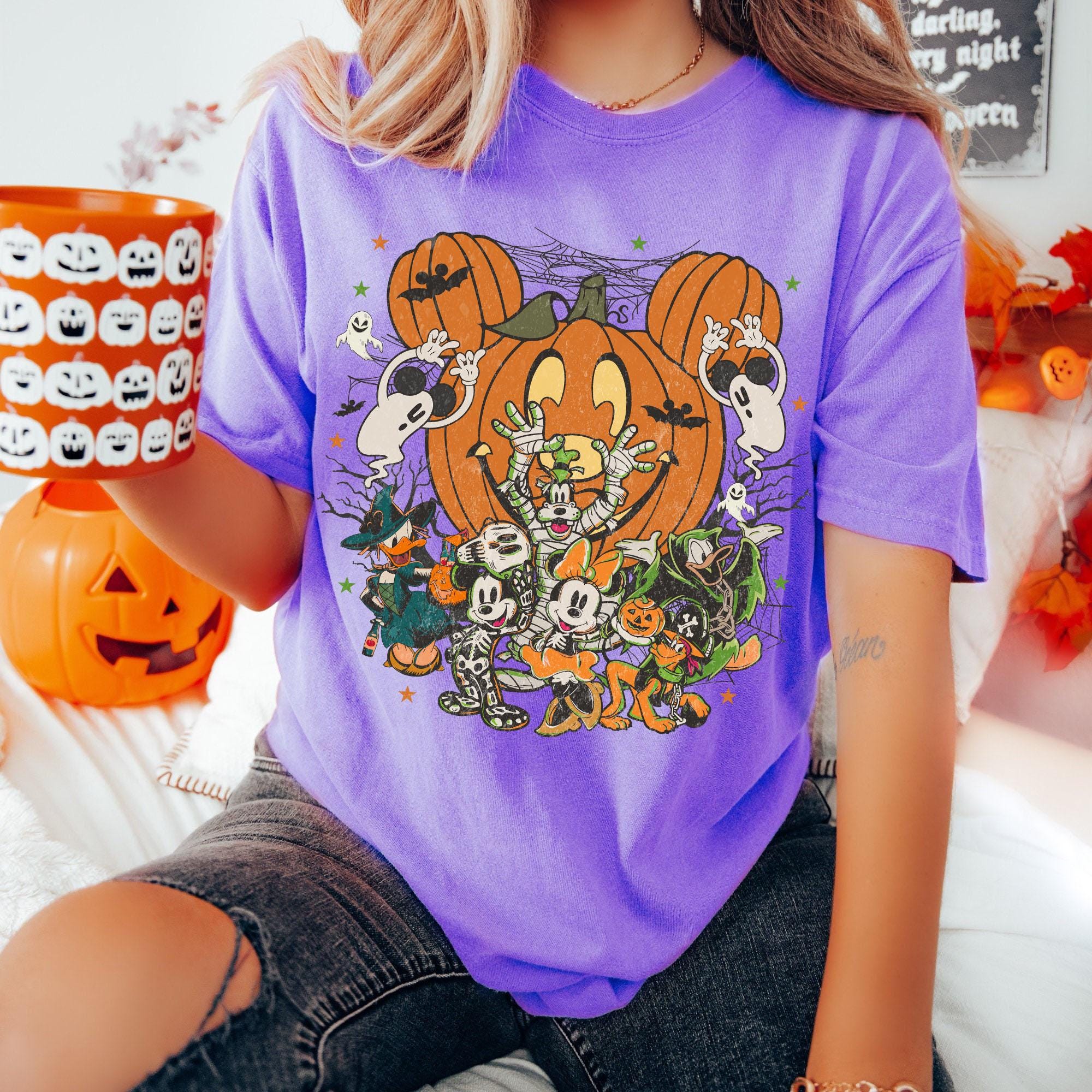 Vintage Disney Halloween Friends Shirt, Mickey Pumpkin Tee, Spooky Cartoon Halloween, Vintage Pumpkin Party, Disney Family Halloween Shirt 4