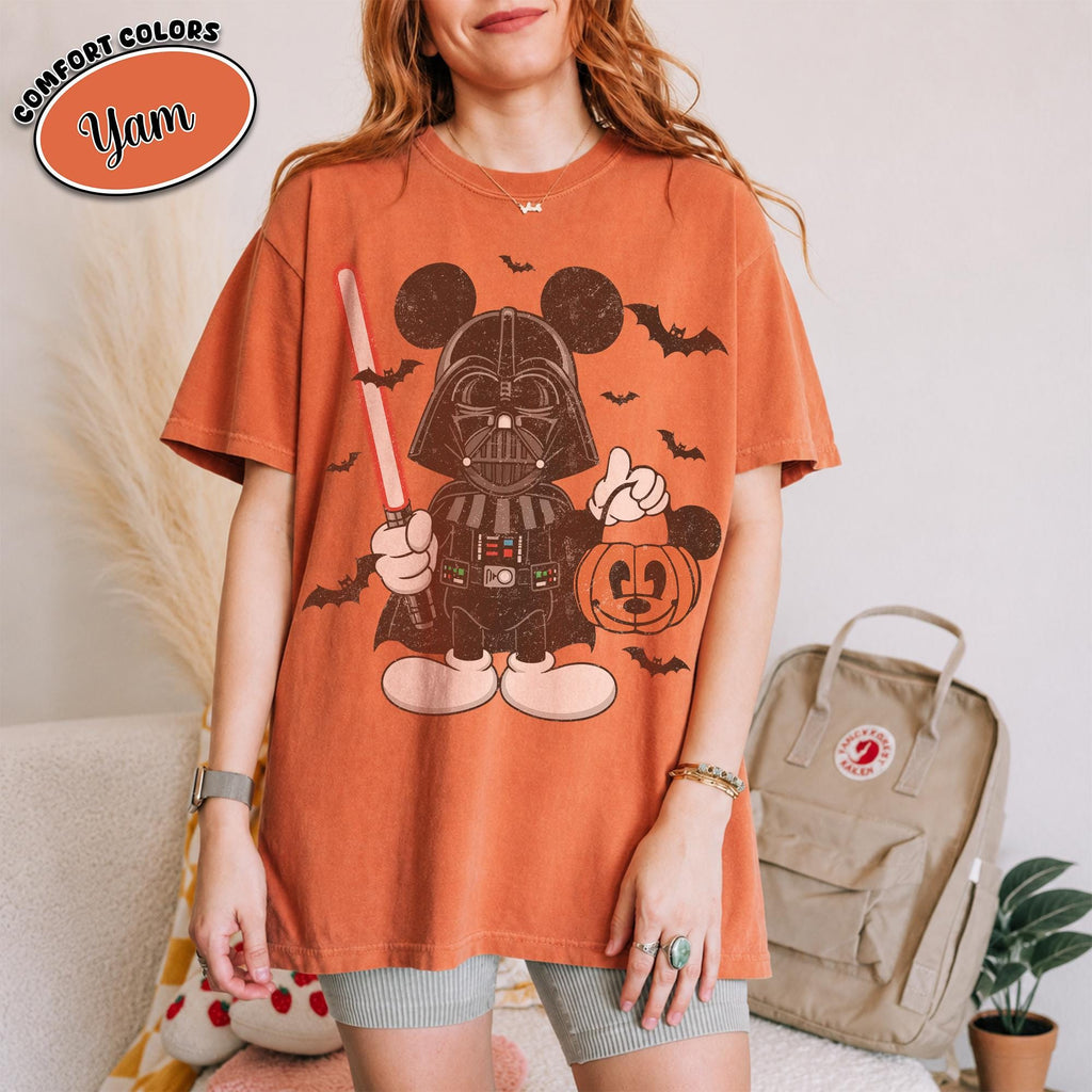 Retro Disney Mickey Star Wars Halloween Shirt, Darth Vader Pumpkin Tee, Galaxy's Edge Spooky Season, Family Matching Disneyland Trip 2026 4