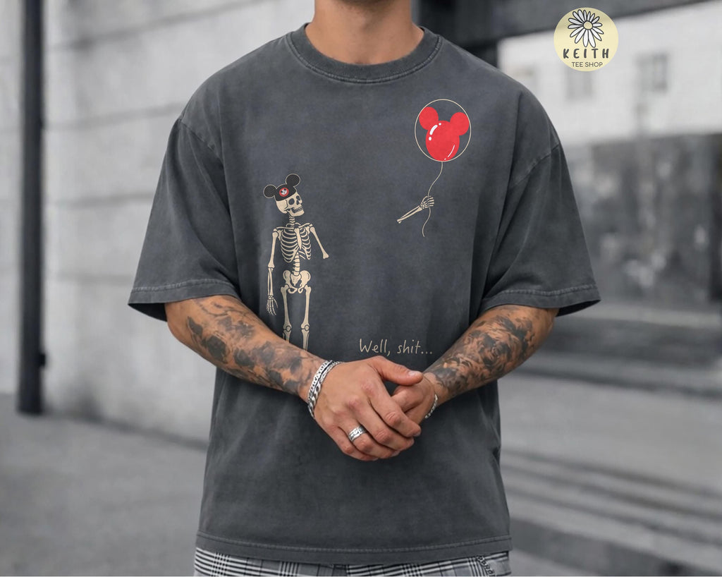 Funny Disney Skeleton Lost Balloon Shirt, Disneyland Family Tee, Disney World Gift, Halloween Humor, Gothic Skeleton Christmas Gift Shirt 4