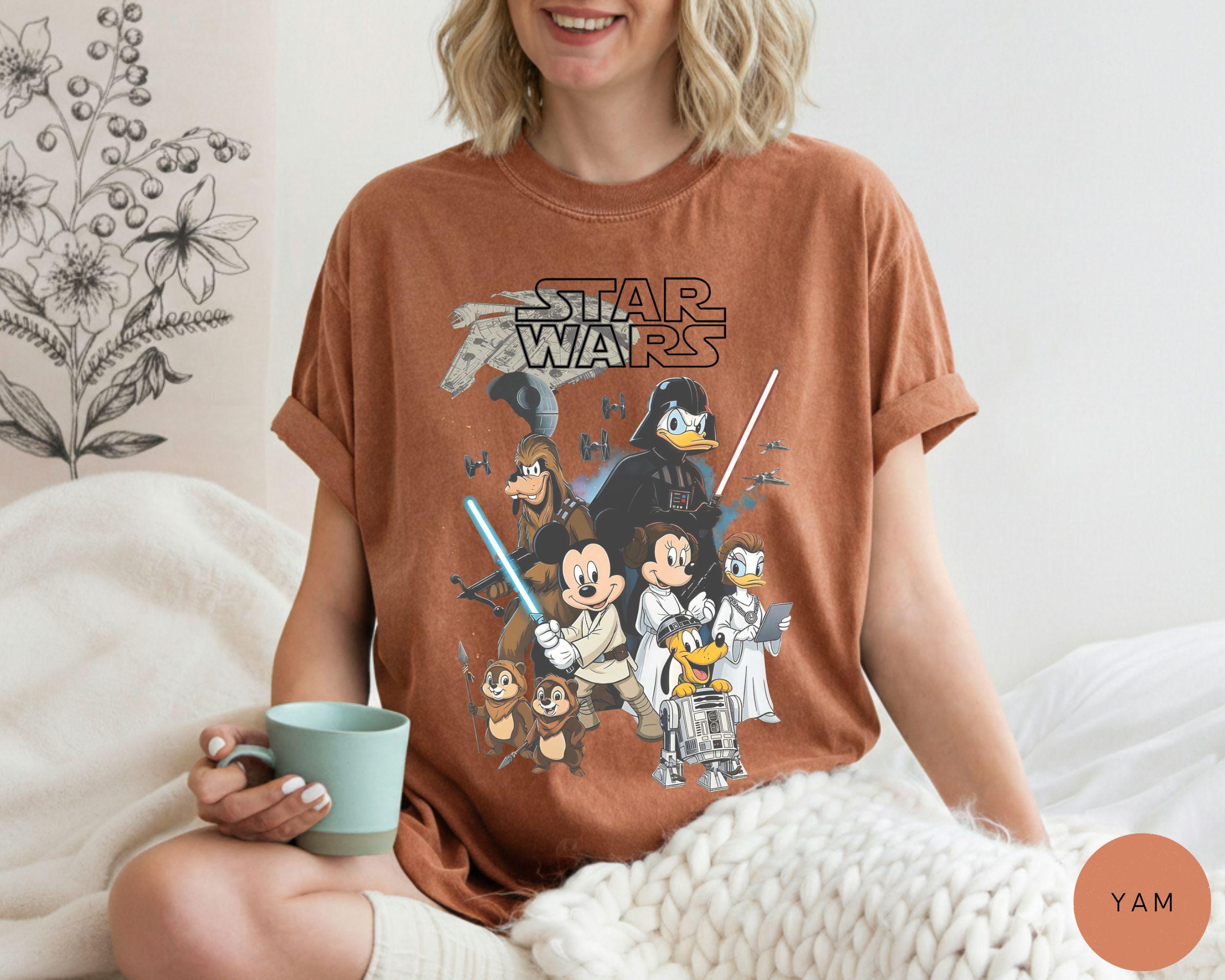 Retro Disney Star Wars Shirt, Mickey and Friends Jedi Tee, Sci-Fi Graphic, Family Vacation Outfit, Funny Star Wars Gift for Disney Fans 5