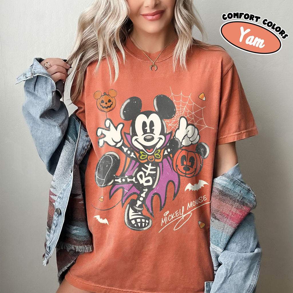 Retro Mickey Minnie Halloween Shirt, Disney Spooky Season Couple Tee, Mickey Ghost Minnie Ghost, Matching Family Halloween Party Shirts 5