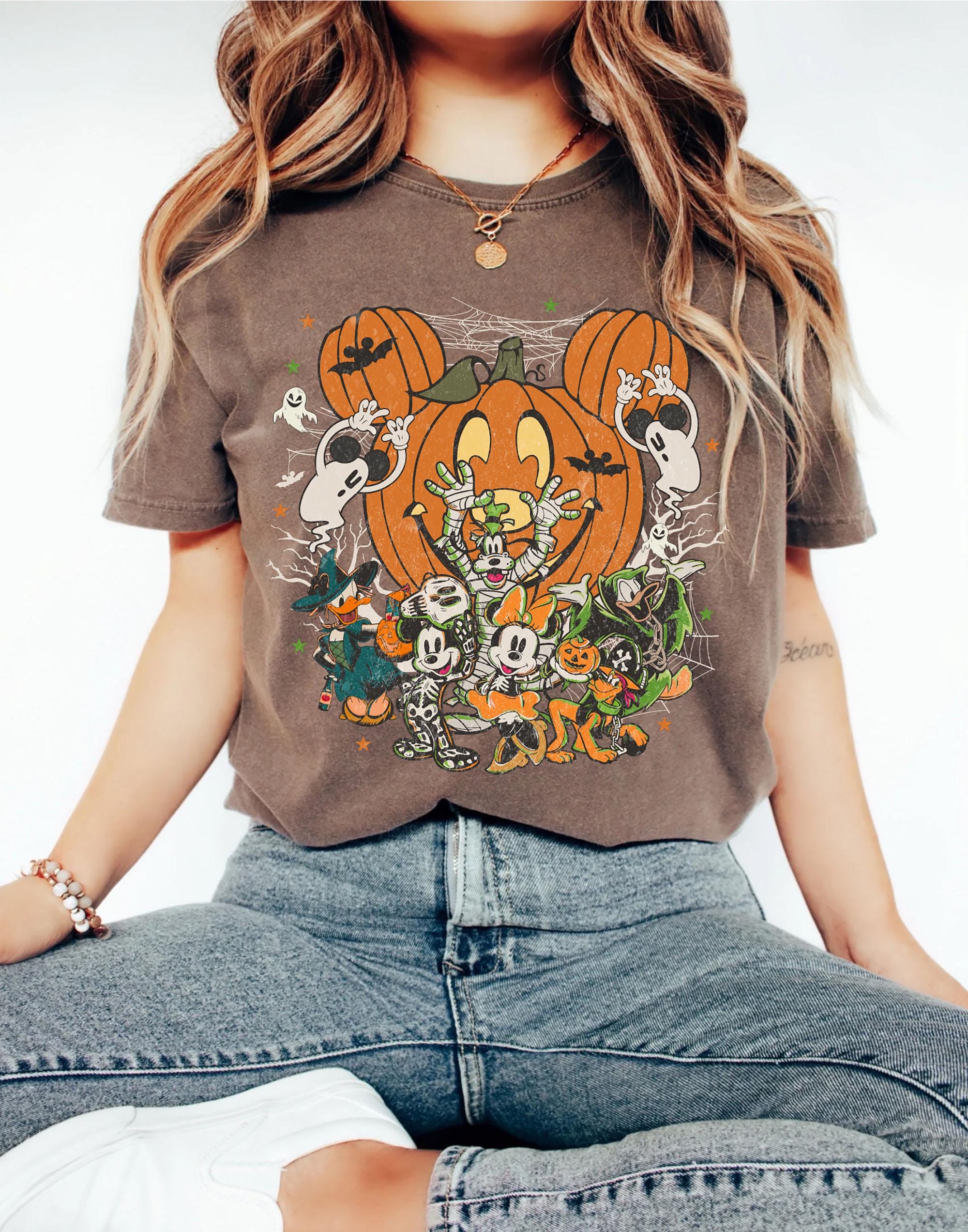 Vintage Disney Halloween Friends Shirt, Mickey Pumpkin Tee, Spooky Cartoon Halloween, Vintage Pumpkin Party, Disney Family Halloween Shirt 5