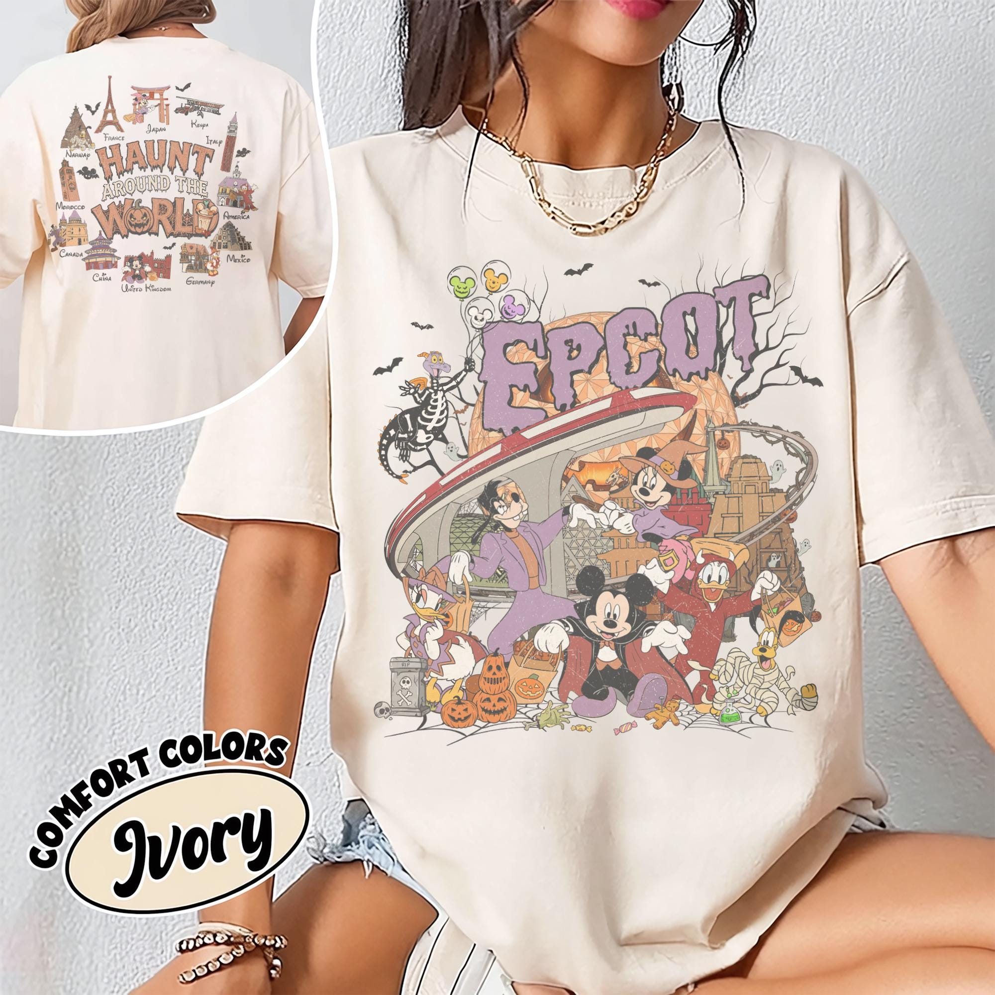 Disney EPCOT Halloween Shirt 2026, Figment Mickey and Friends Tee, World Showcase Haunt Around the World, Disney Travel Family Trip Shirt 5