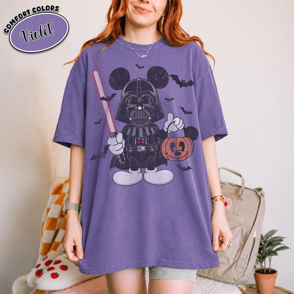 Retro Disney Mickey Star Wars Halloween Shirt, Darth Vader Pumpkin Tee, Galaxy's Edge Spooky Season, Family Matching Disneyland Trip 2026 5