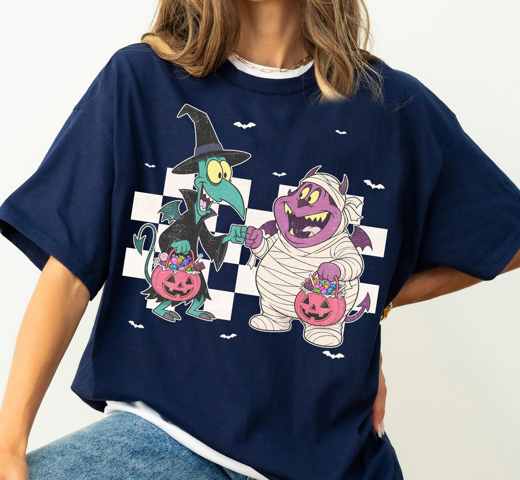 Vintage Disney Hercules Pain and Panic Halloween Shirt, Funny Mummy Tee, Checkered Spooky Season, Hercules Characters Halloween Costume Tee 5