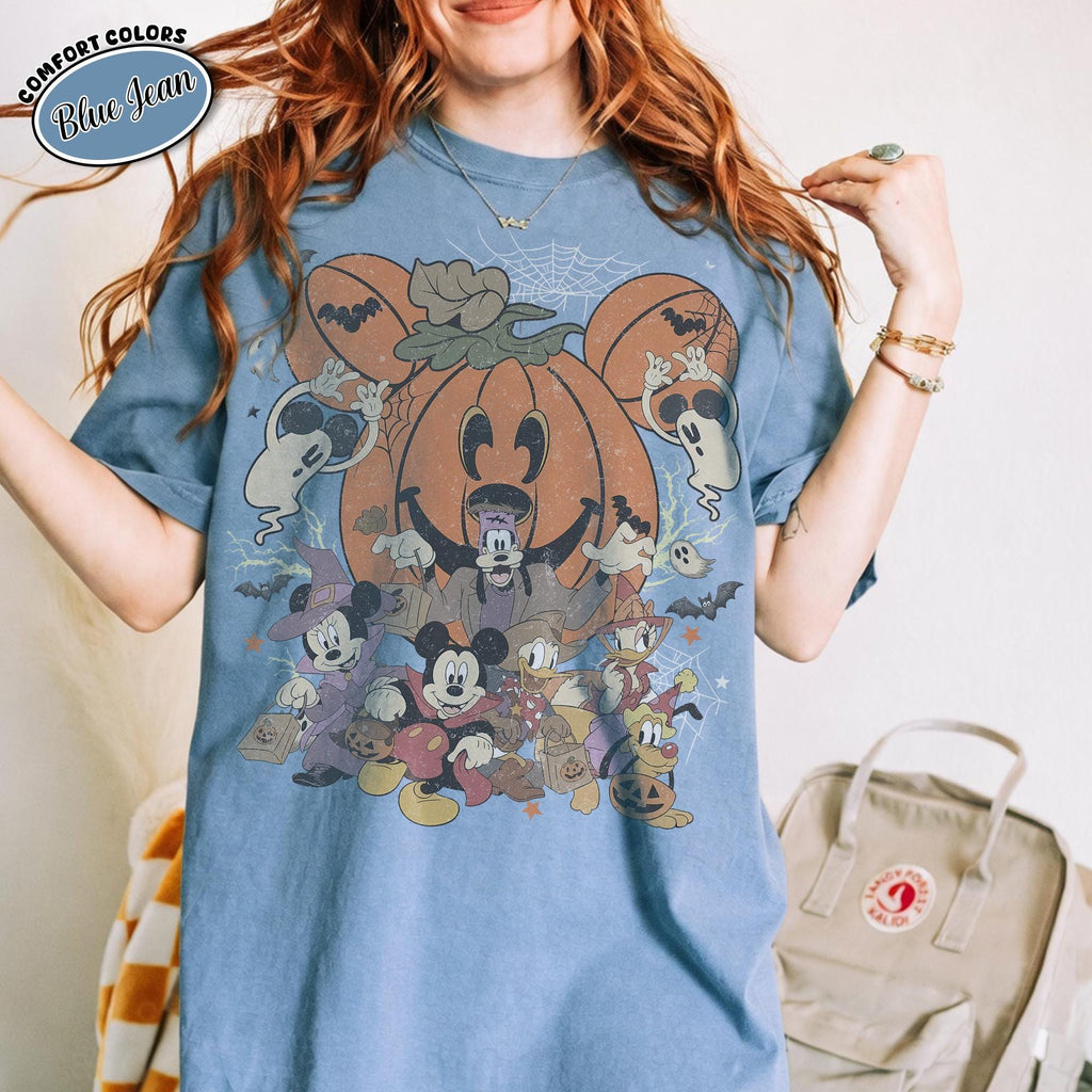 Disney Halloween Pumpkin Shirt, Mickey and Friends Trick or Treat Tee, Vintage Spooky Season, Family Matching Vacation, Disneyland 2026 6